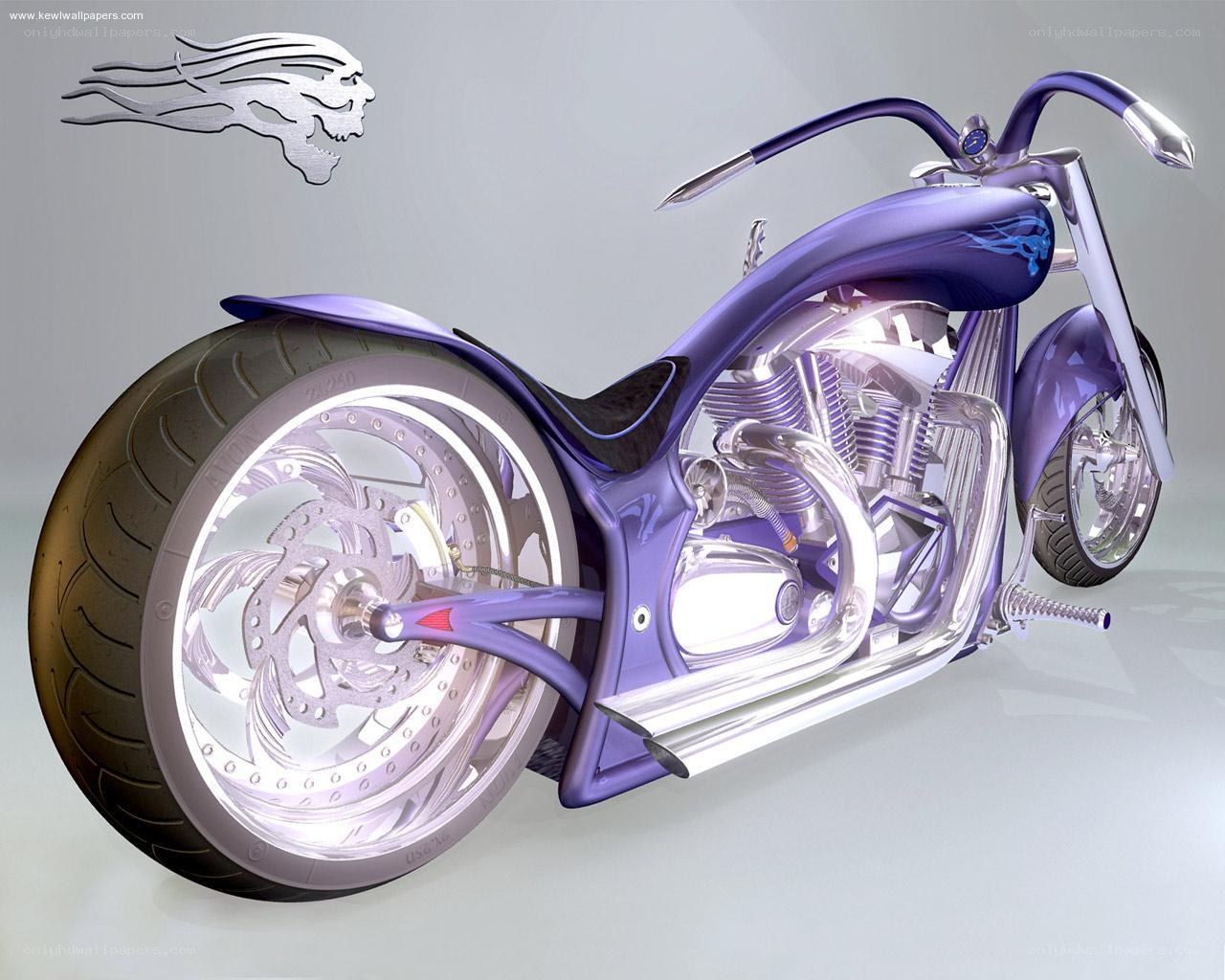 Purple custom chopper motorcycle