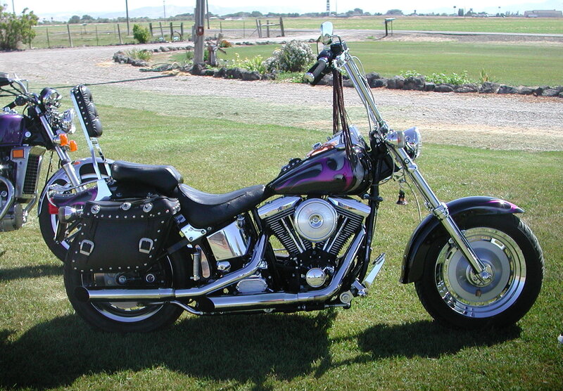 Purple custom chopper motorcycle
