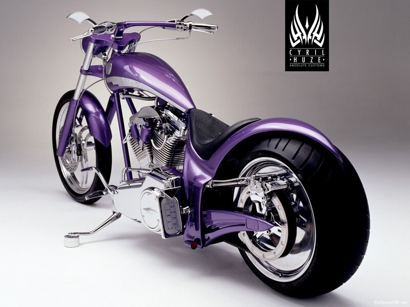 Purple Custom Chopper Motorcycle — Neutral, Photograph