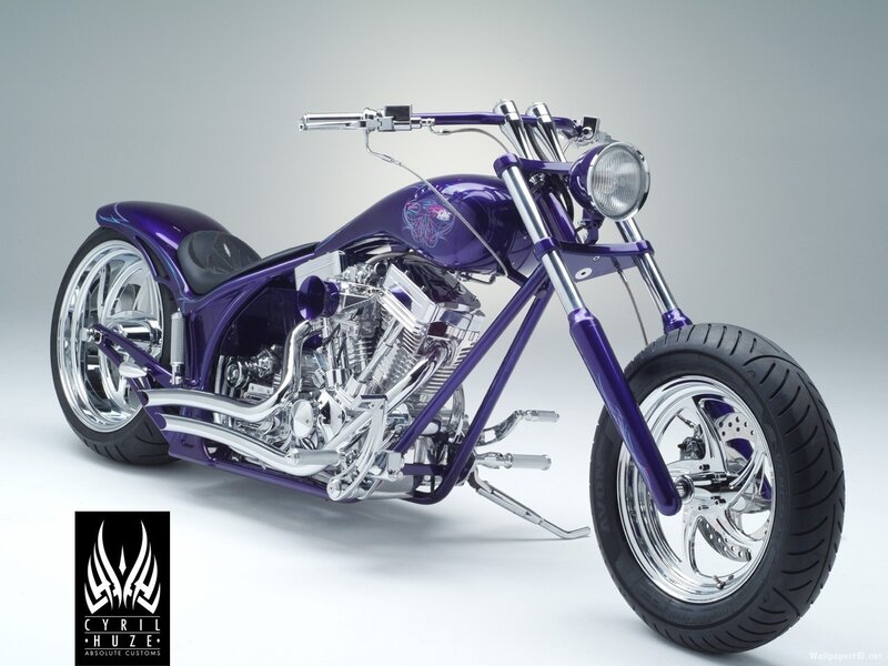Purple Custom Chopper Motorcycle — Neutral
