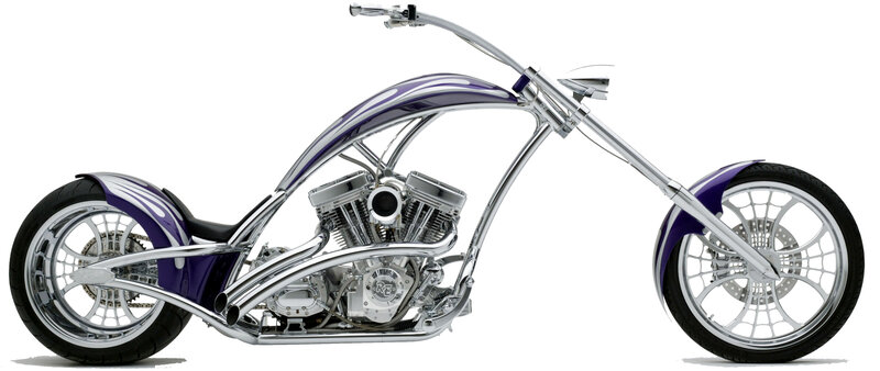 purple custom chopper motorcycle