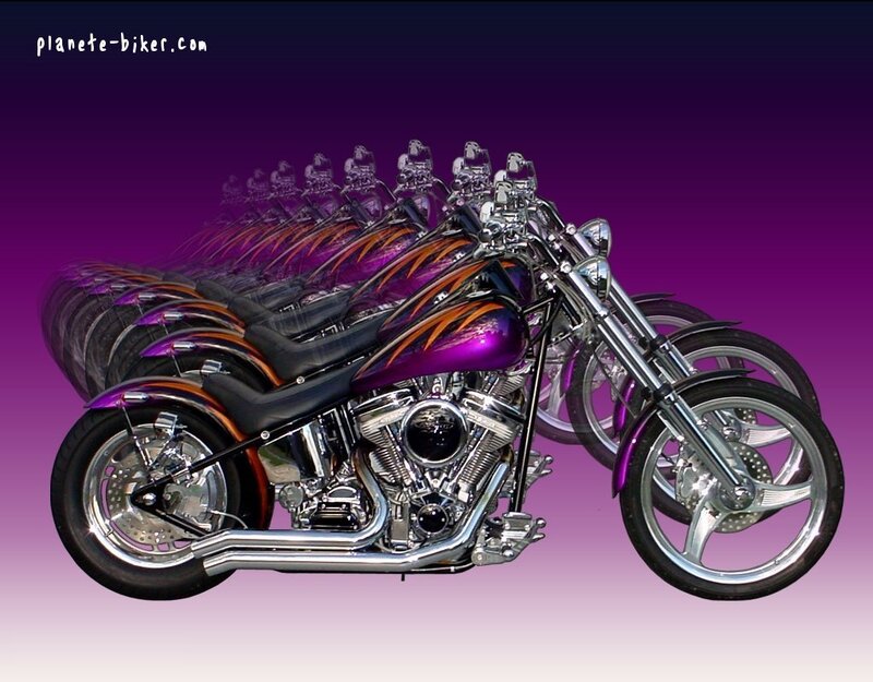 Purple custom chopper motorcycles
