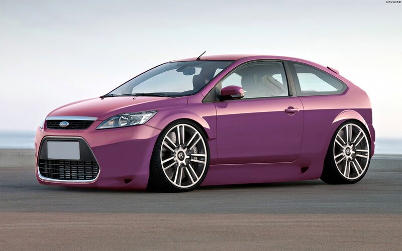 purple custom hatchback car