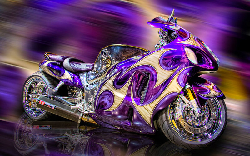 Purple custom motorcycle