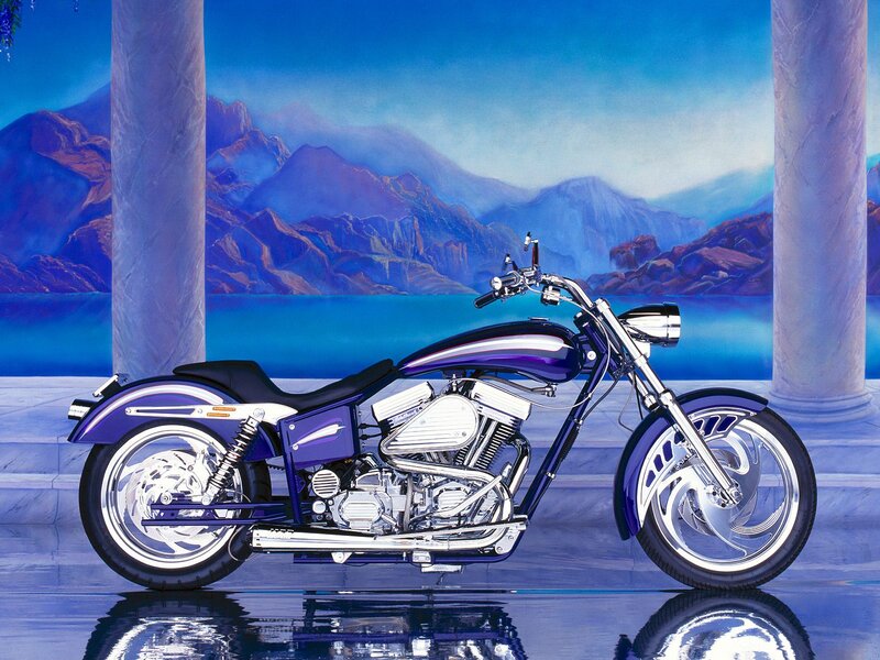 Purple Custom Motorcycle — Blue, Serene