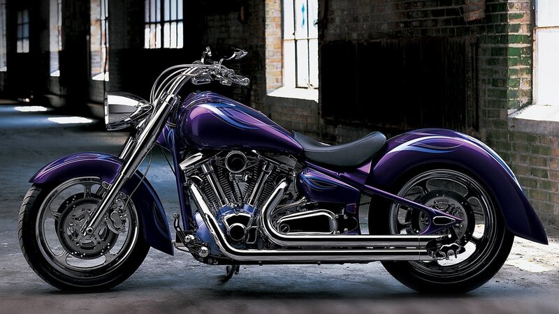 Purple Custom Motorcycle — Dramatic