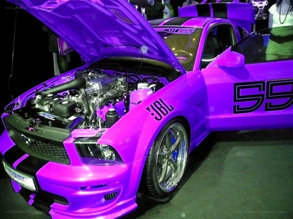 purple custom mustang car