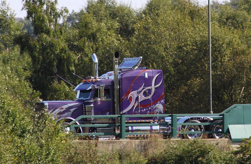 purple custom semi-truck