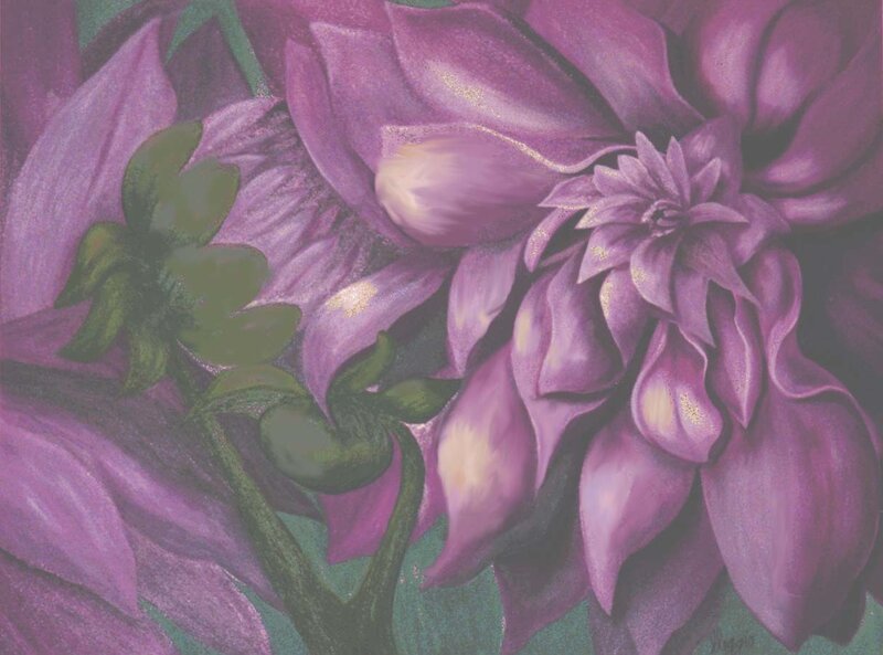 Purple Dahlia Flowers — Calm, Painting