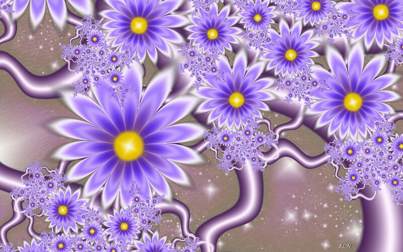 Purple Daisy Fractal Pattern