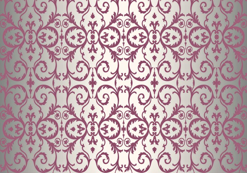 Purple Damask Pattern — Ornate, Vector Art, Scrolls
