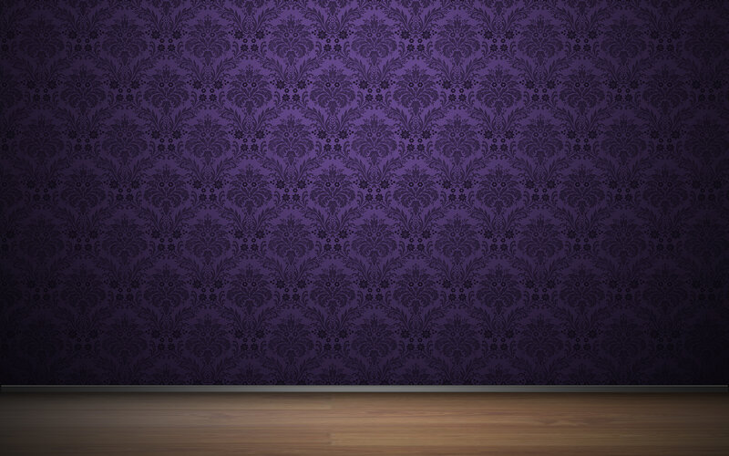 purple damask wallpaper interior