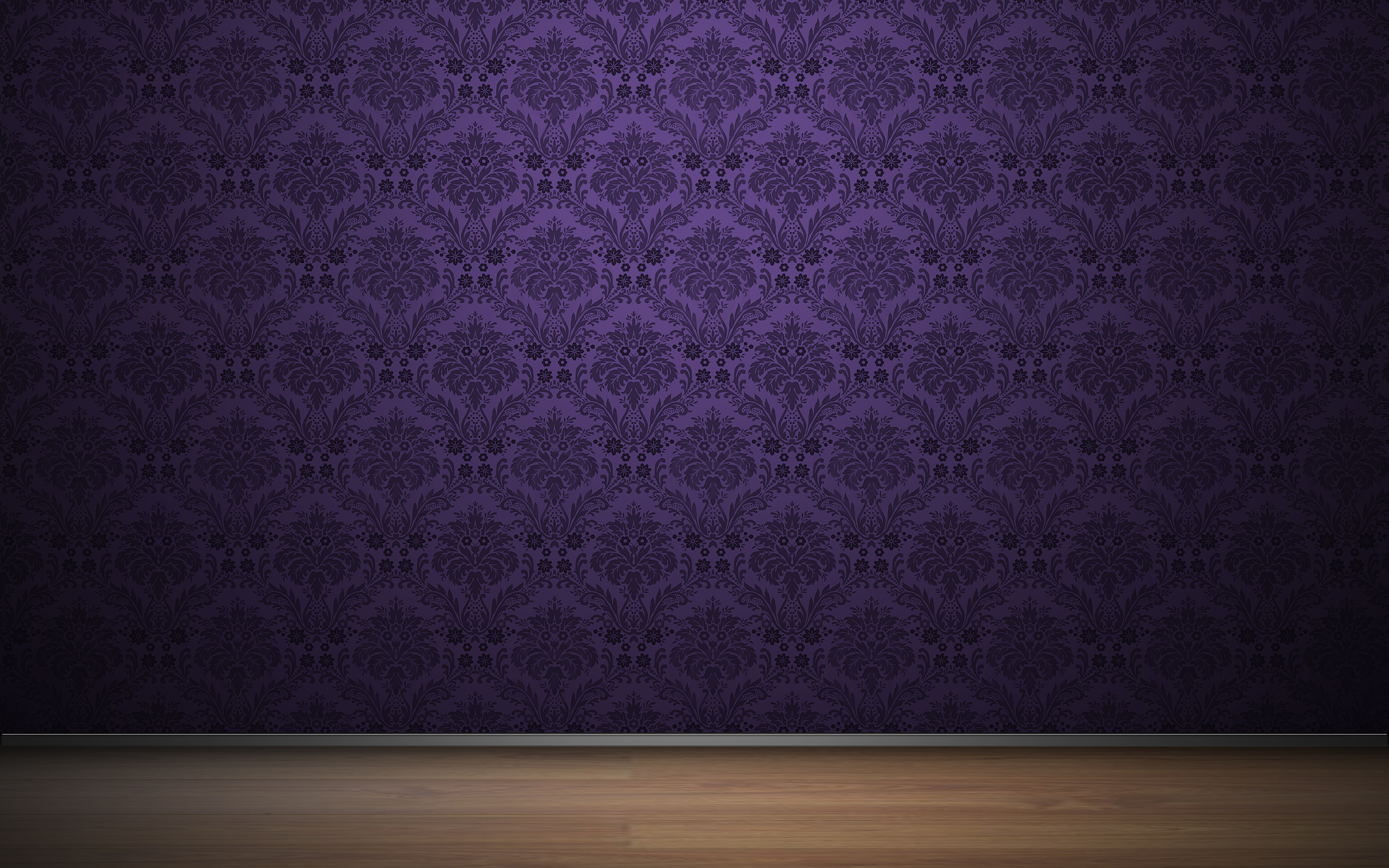 purple damask wallpaper interior
