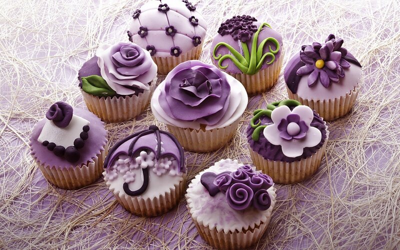Purple Decorated Cupcakes — Elegant