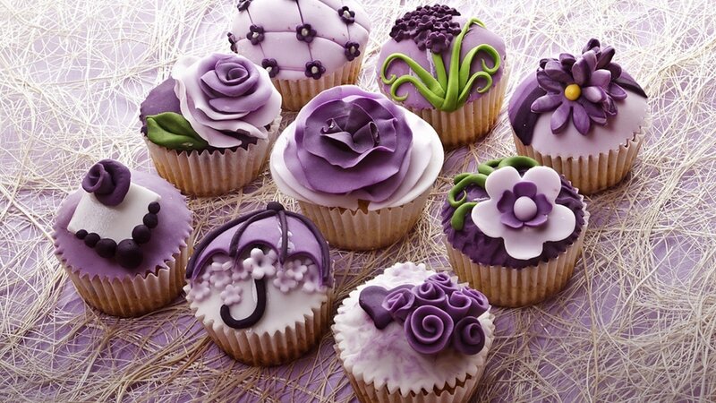 Purple Decorated Cupcakes — Festive