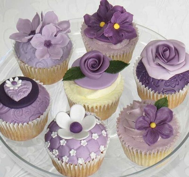Purple-decorated Cupcakes
