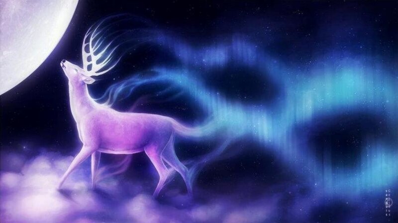 Purple Deer with Glowing Antlers