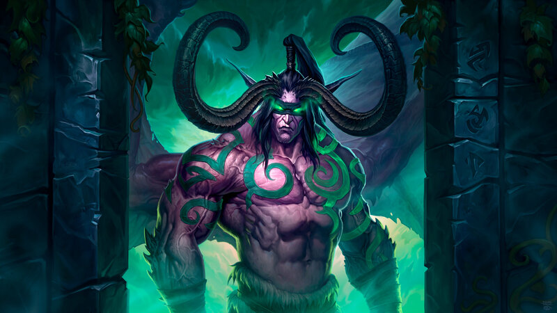 Purple Demon with Horns — Green