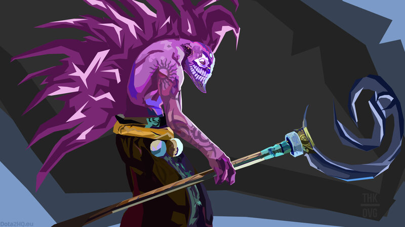 purple demon with scythe