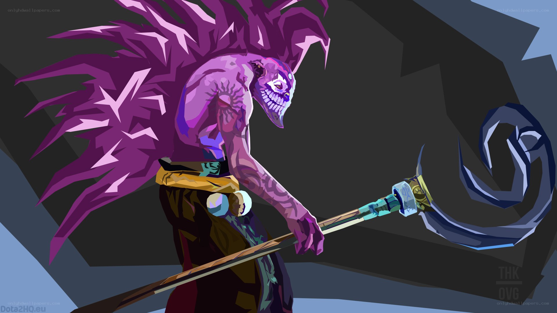 purple demon with scythe