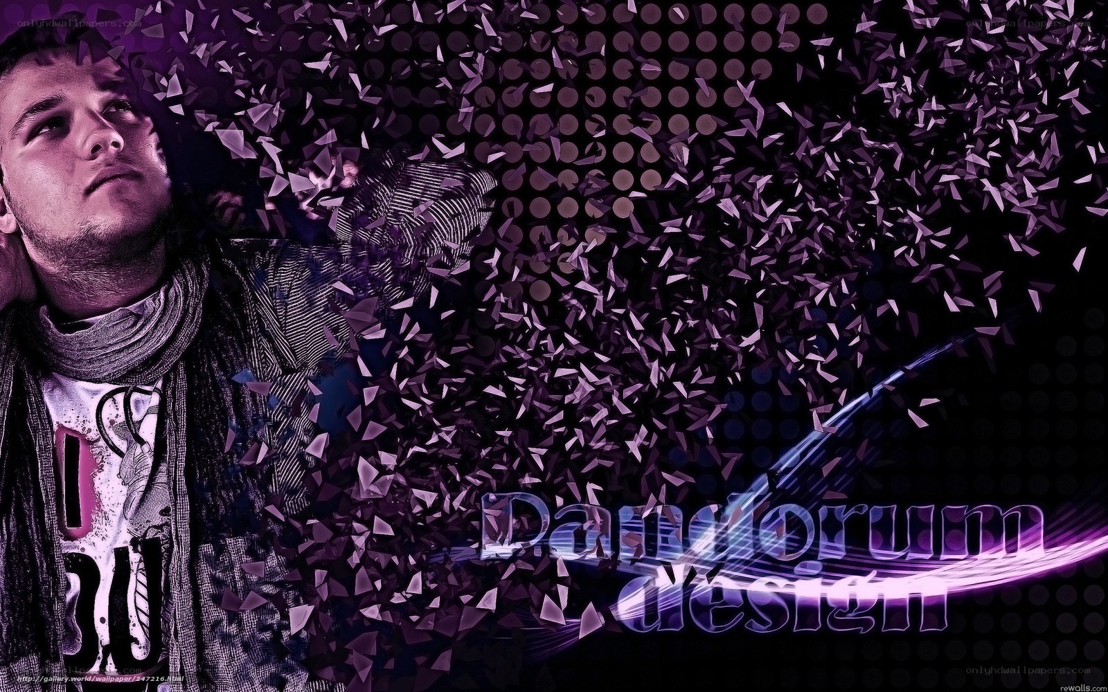 Purple digital art with man