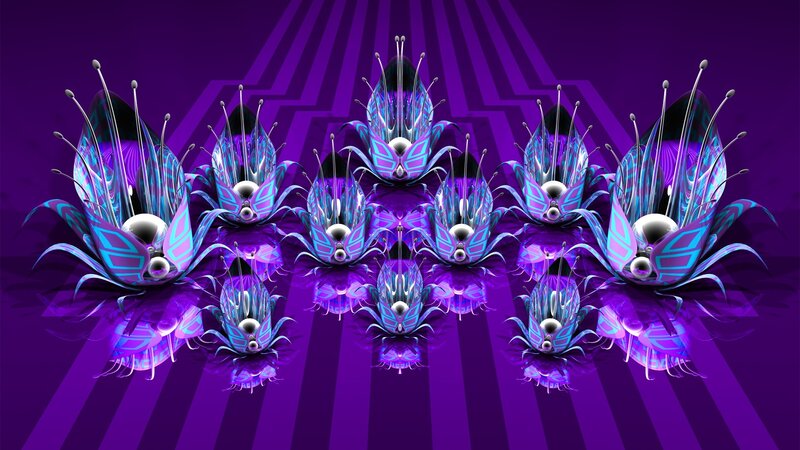 purple digital flower fractals