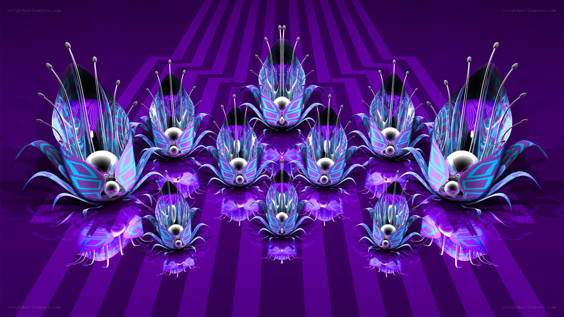purple digital flower fractals