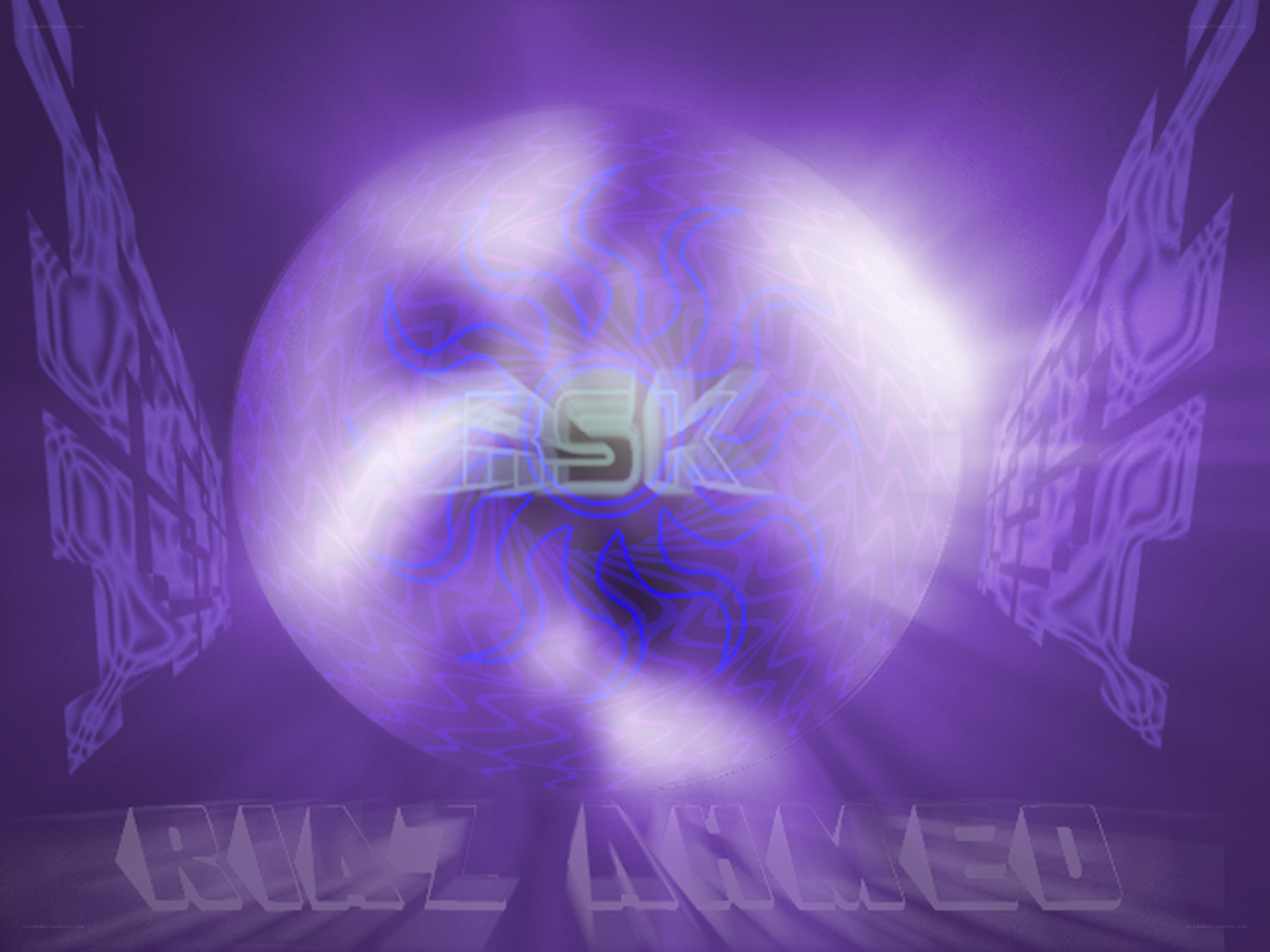 purple digital sphere with text