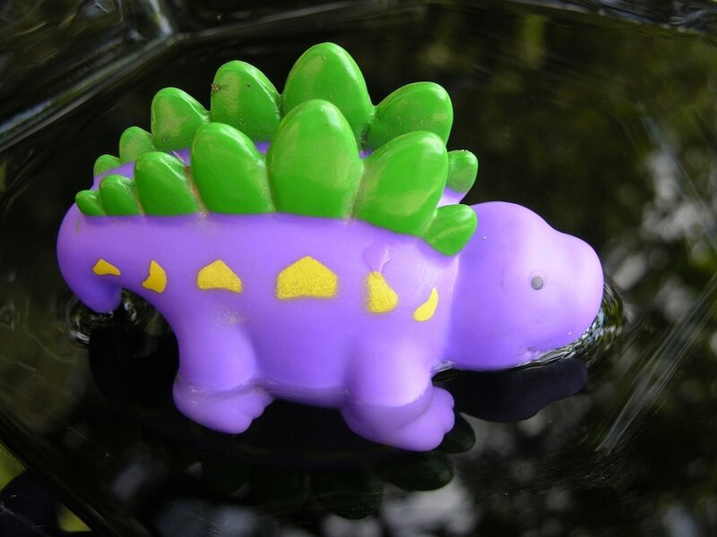 purple dinosaur bath toy