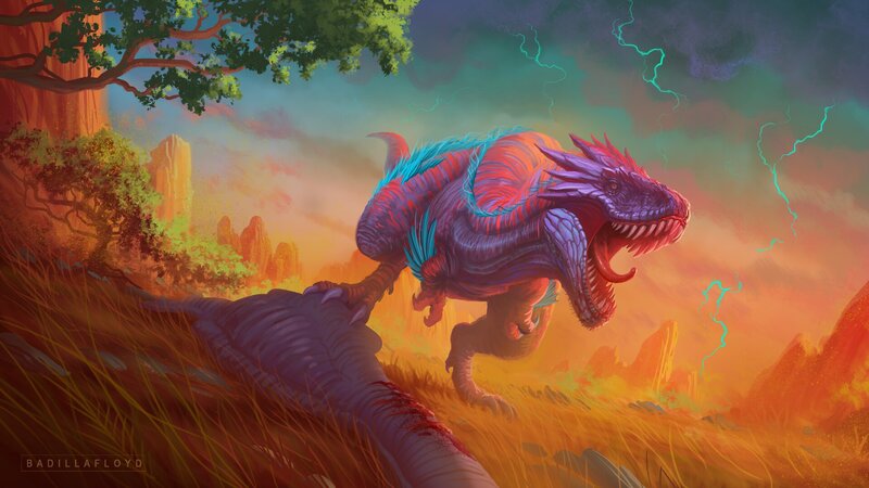 Purple Dinosaur in Field