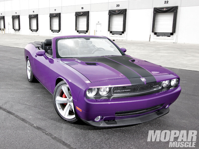 Purple Dodge Challenger convertible