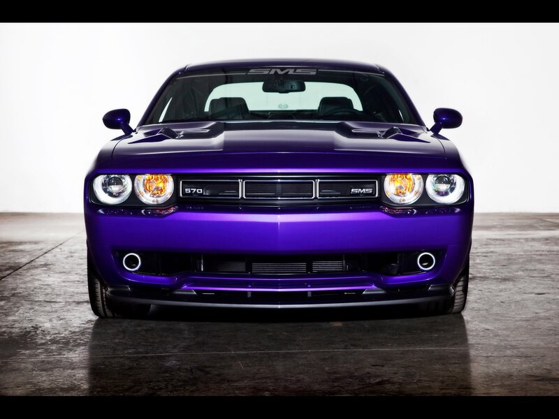 Purple Dodge Challenger front view