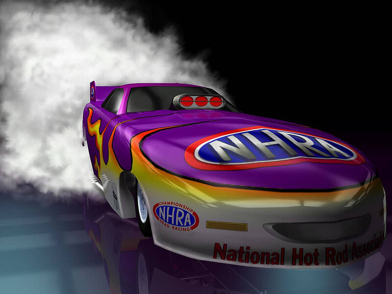 purple drag racing car