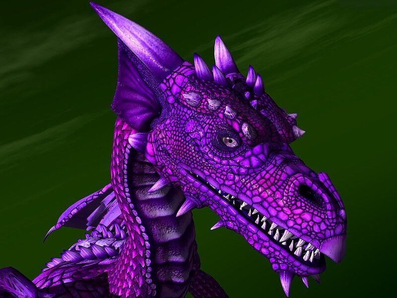 purple dragon head close-up