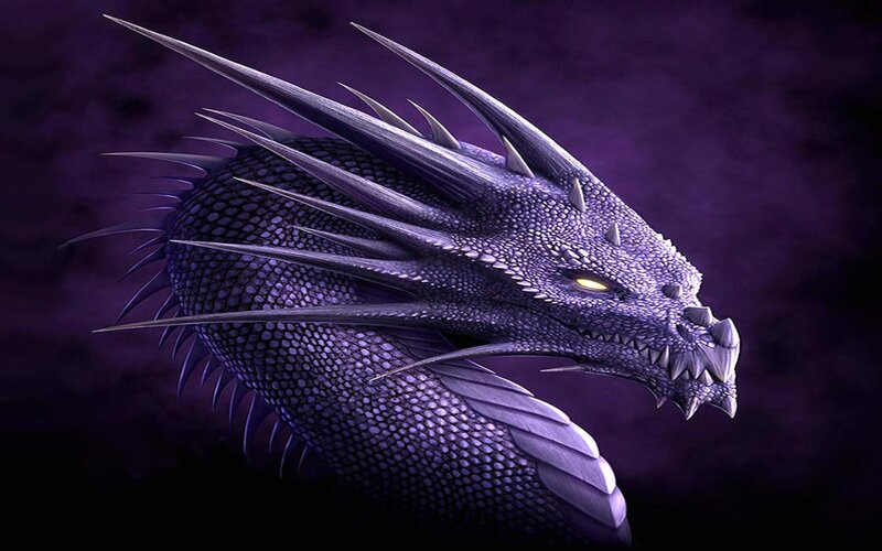 Purple Dragon Head — Dramatic, Digital Art