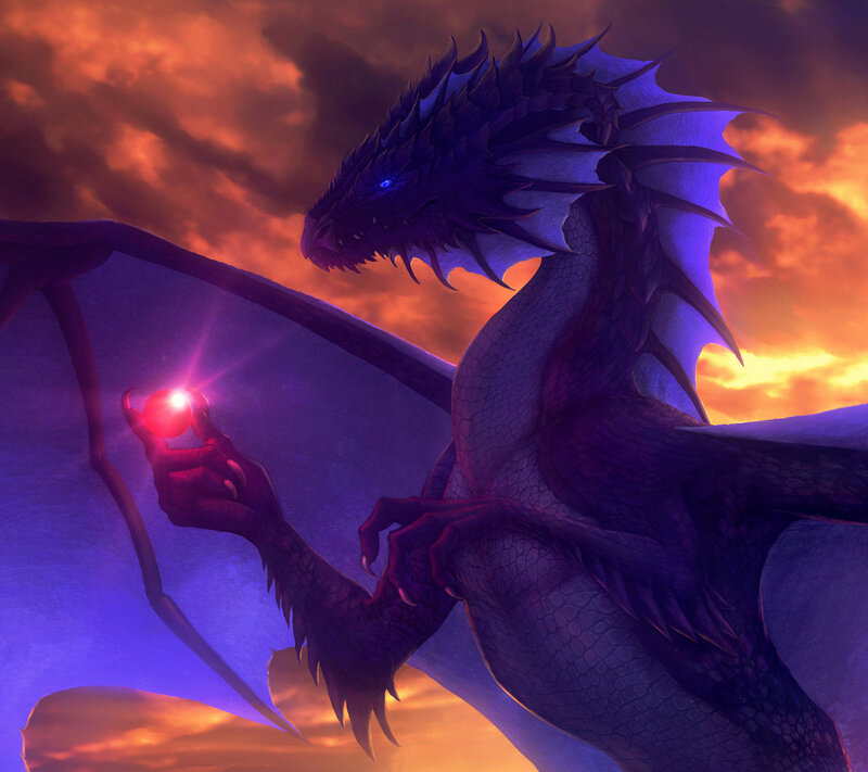 Purple Dragon Holding Orb