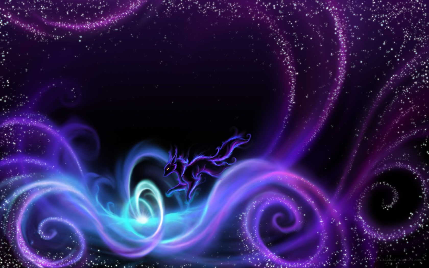 purple dragon in cosmic swirls