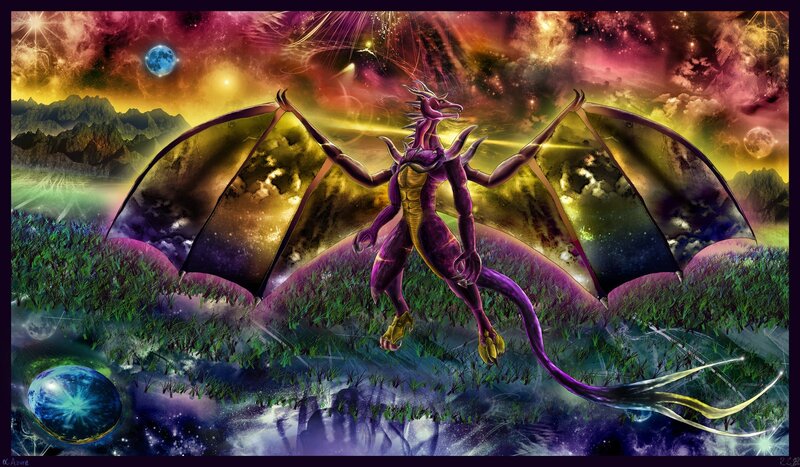 Purple Dragon in Field — Dramatic