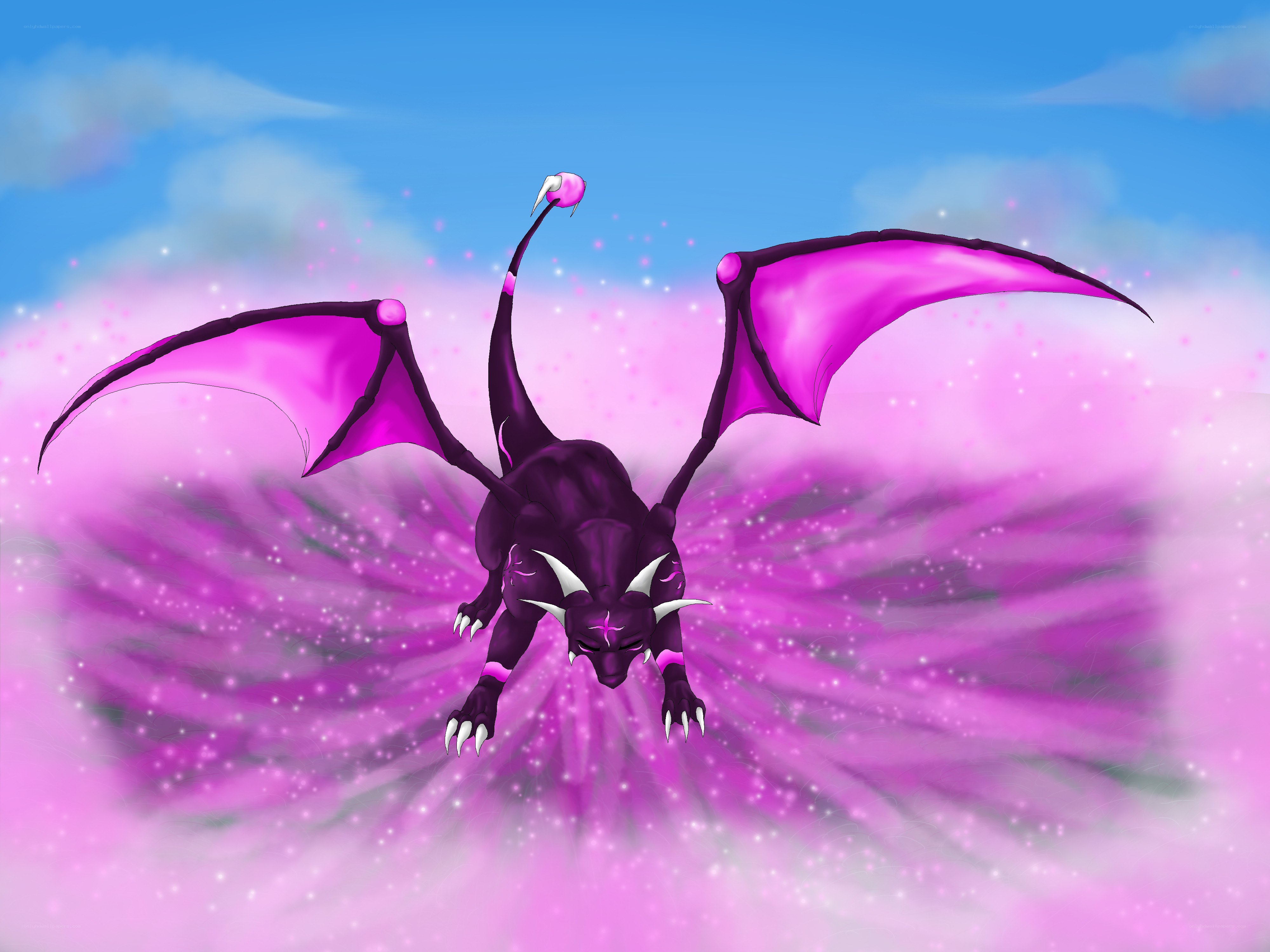purple dragon in flight