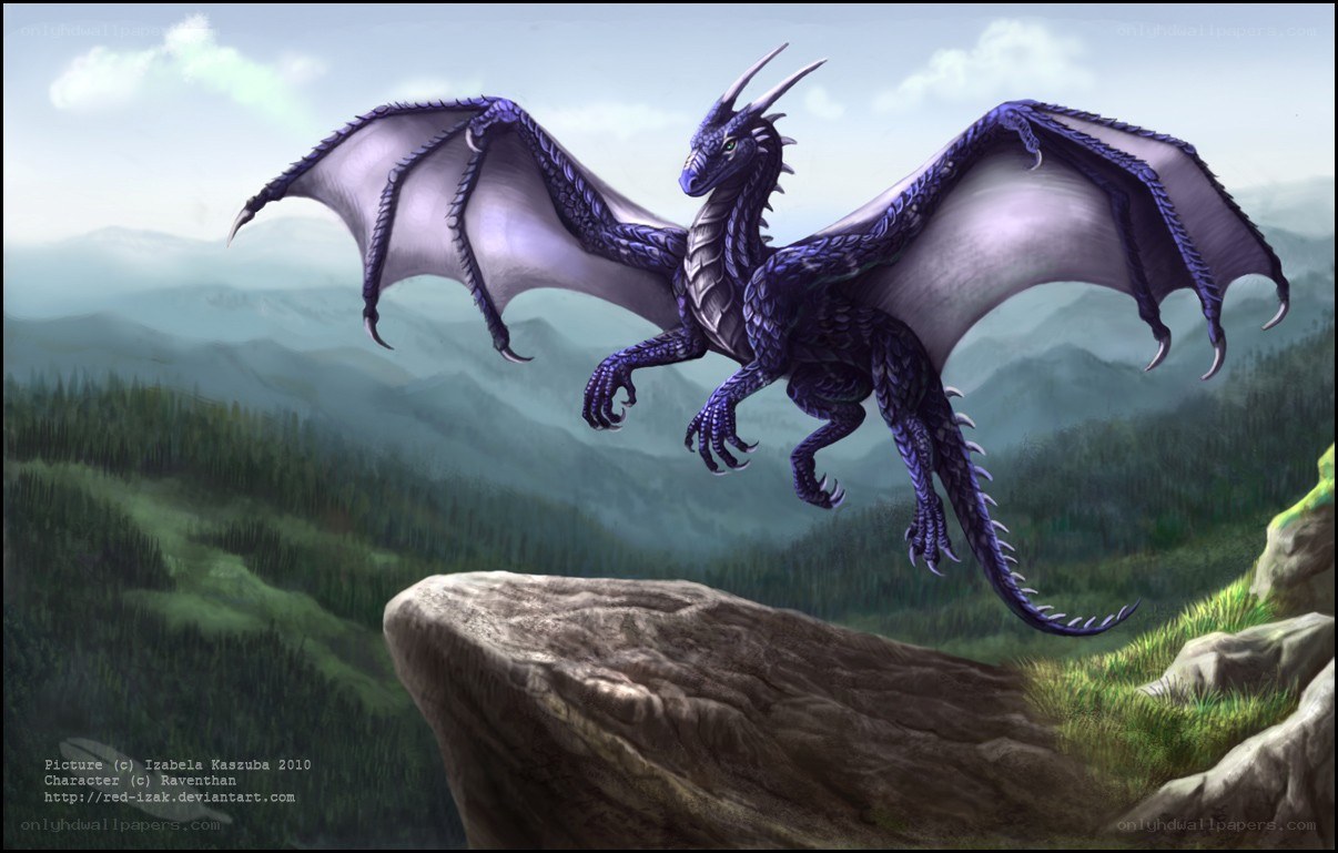 purple dragon in flight