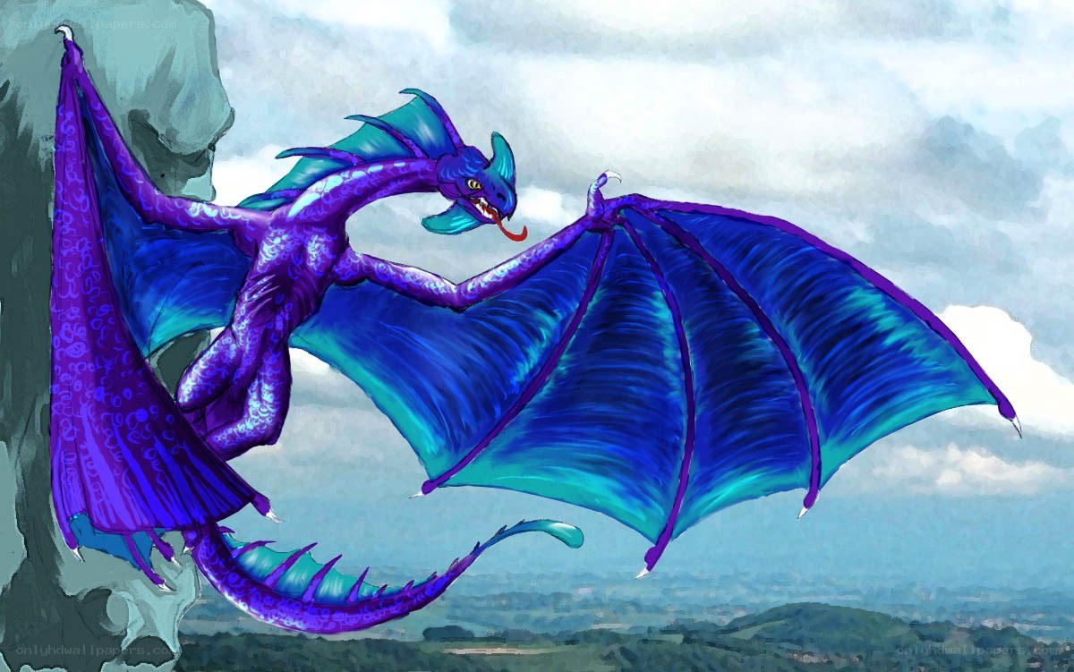 purple dragon in flight
