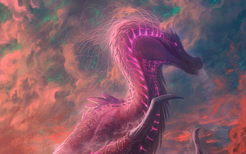Purple Dragon in Smoke