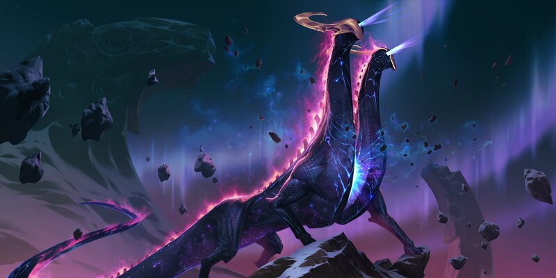 Purple Dragon in Space — Dramatic, Night