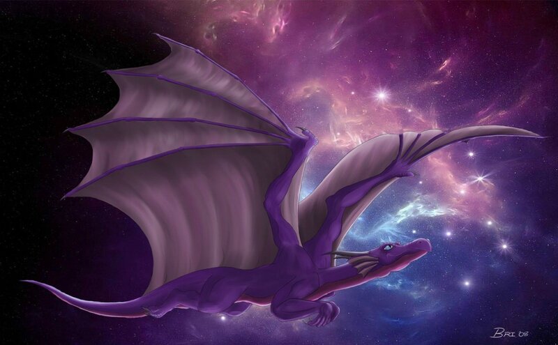 purple dragon in space