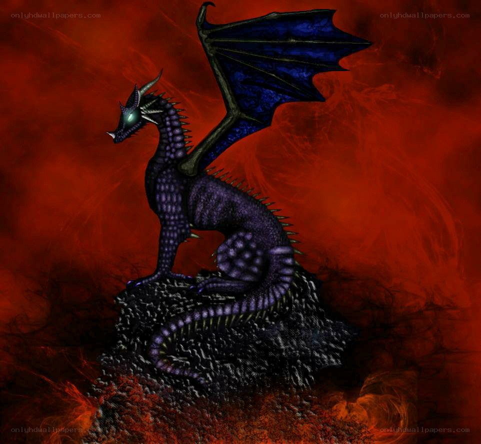 purple dragon on a rock