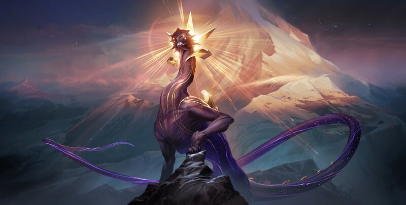 Purple Dragon on Mountain — Dramatic