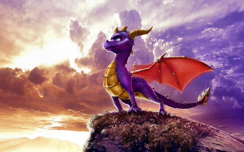 Purple Dragon on Rock — Dramatic, Sunset
