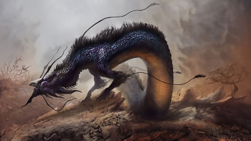 Purple Dragon on Rocky Ground