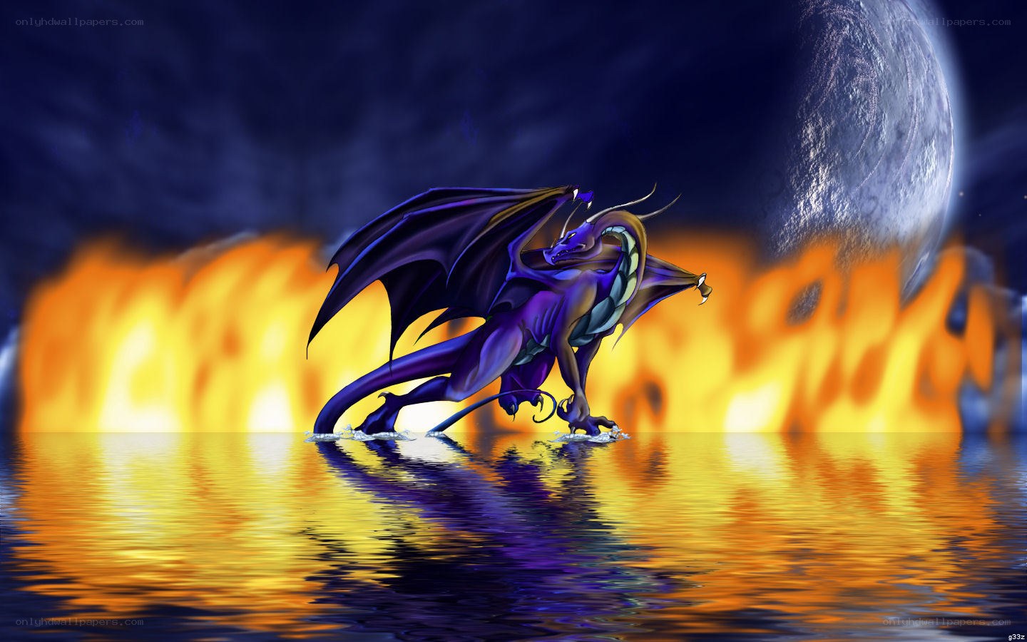 purple dragon on water
