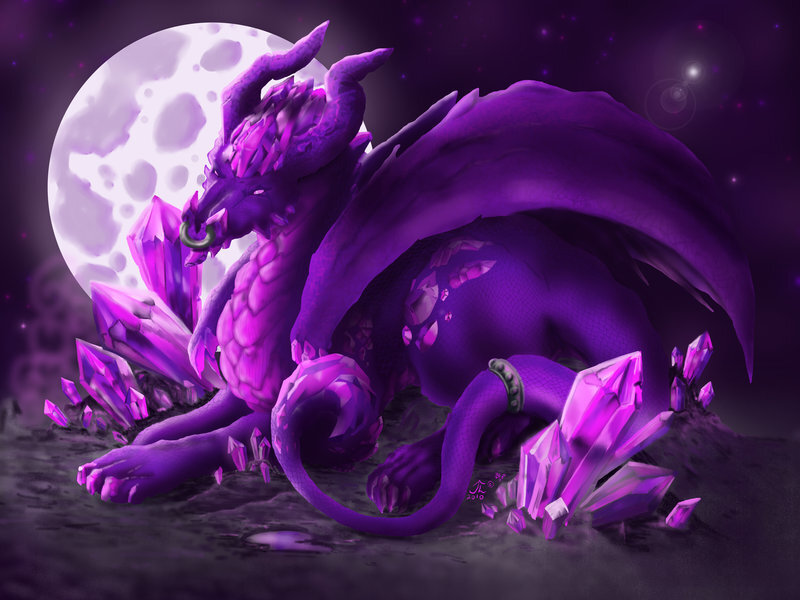 Purple Dragon with Crystals